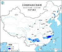 暴雨蓝色预警：广西西北部、贵州西南部、四川南部等地局地有暴雨