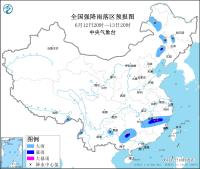 暴雨蓝色预警：江西中部、福建西北部等地局地有大暴雨