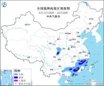 中央气象台15日18时继续发布暴雨黄色预警