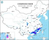 中央气象台15日10时继续发布暴雨黄色预警