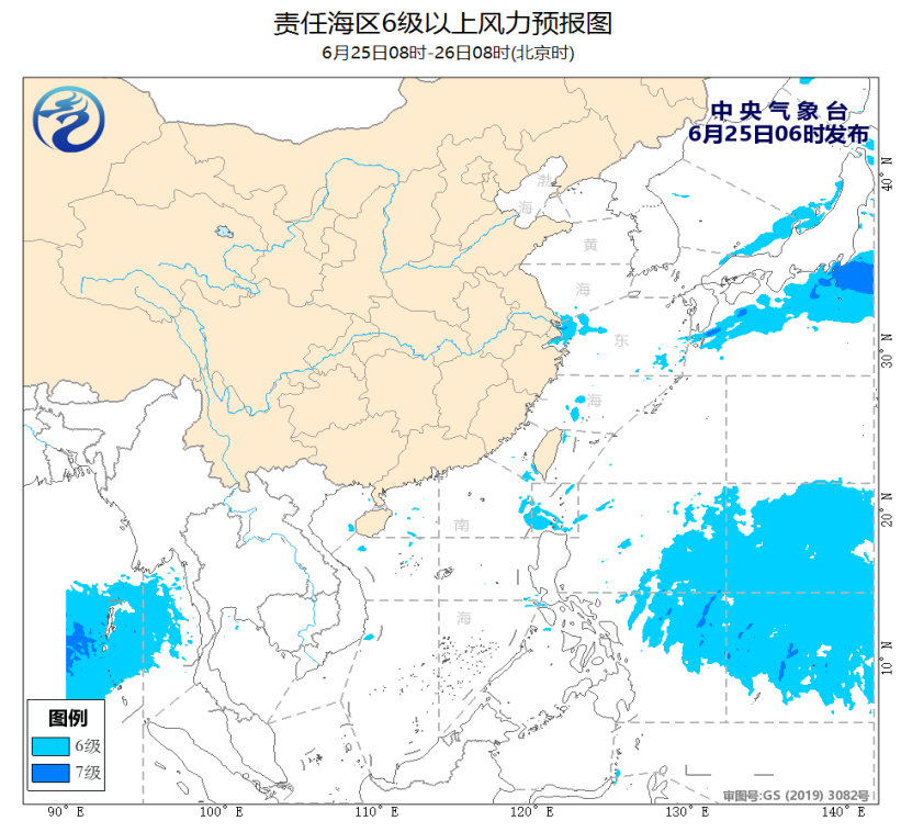 我国近海海域将有5~7级风