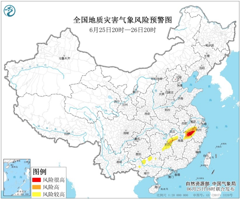 地质灾害预警：浙江西部、安徽南部、江西东北部等地